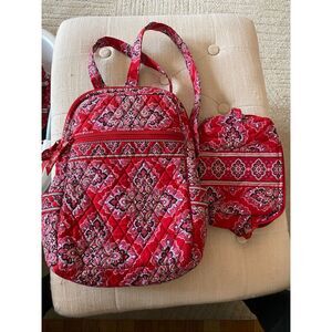 Vera Bradley Small back pack with makeup bag red